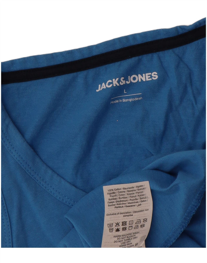 Jack & Jones Canottiera grafica da uomo grande in cotone blu