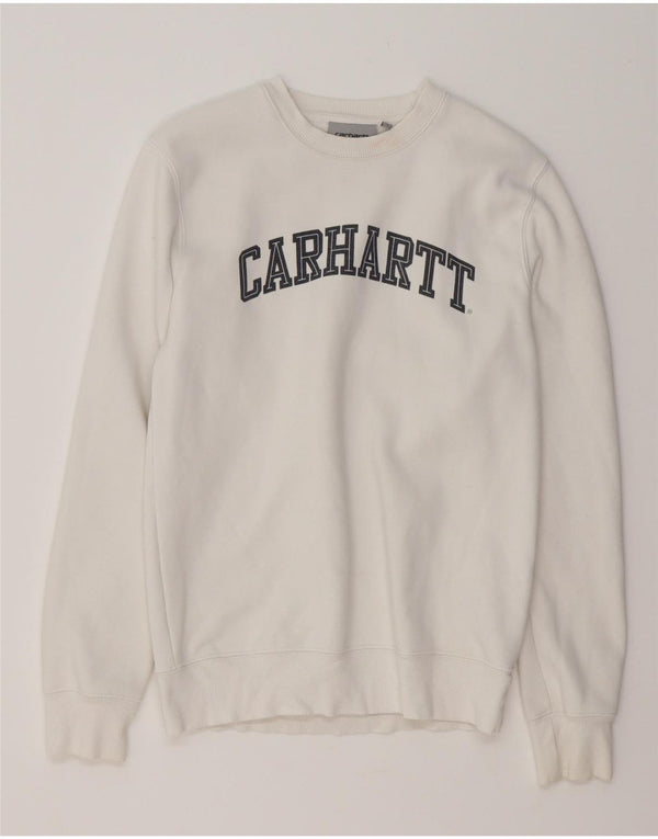 Felpa grafica da uomo CARHARTT maglione XS cotone bianco