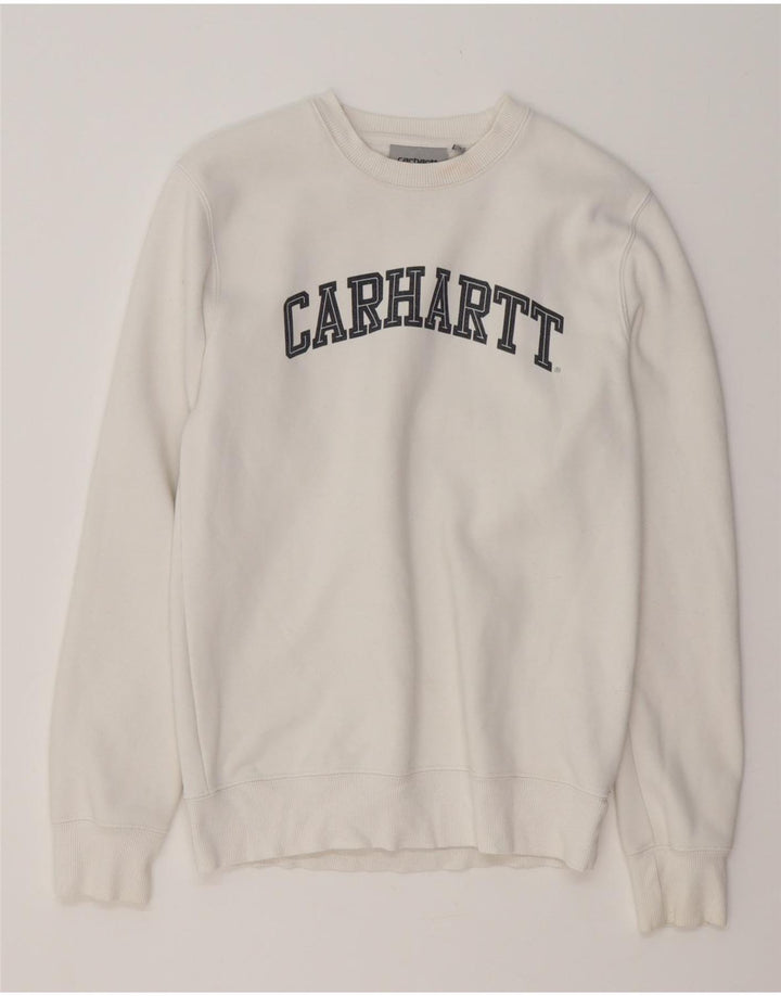 Felpa grafica da uomo CARHARTT maglione XS cotone bianco