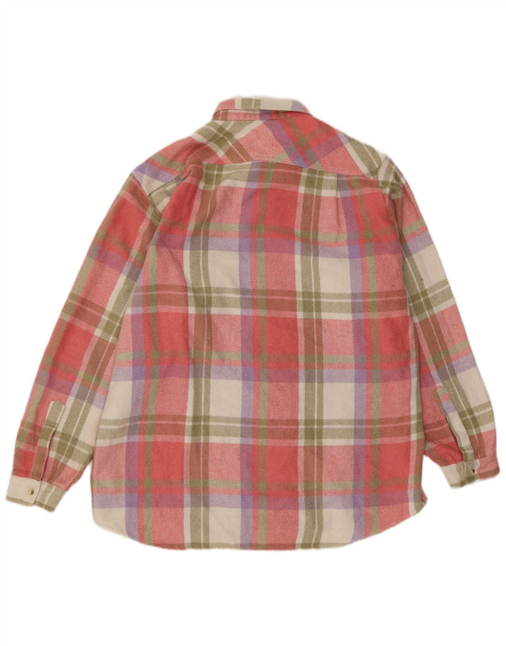 Camicia vintage da uomo in flanella, acrilico a quadri grandi rosa