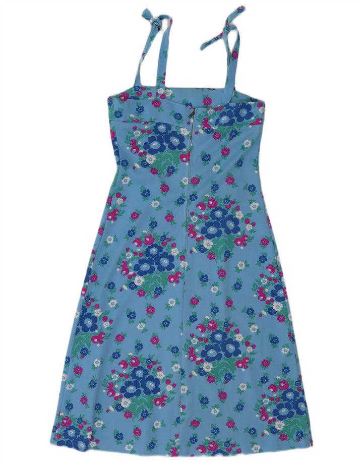 Prendisole vintage da donna UK 8 piccolo floreale blu