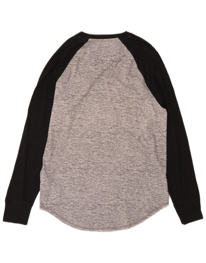 Hollister Top grafico da uomo a maniche lunghe in cotone color block grigio grande