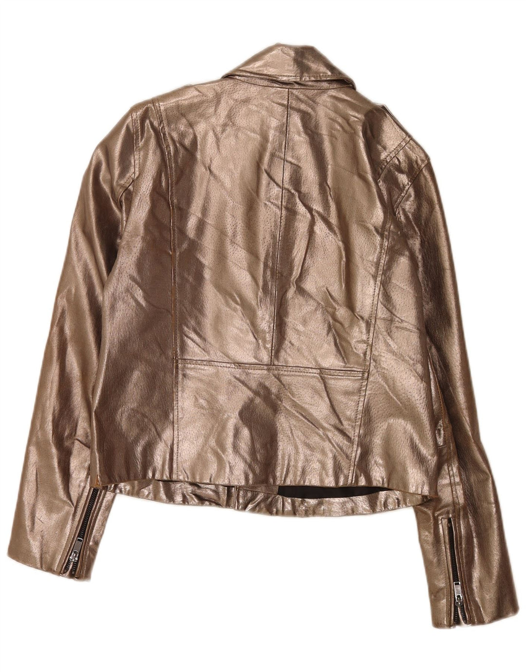 Giacca da motociclista in pelle da donna Zara UK 14 grande oro
