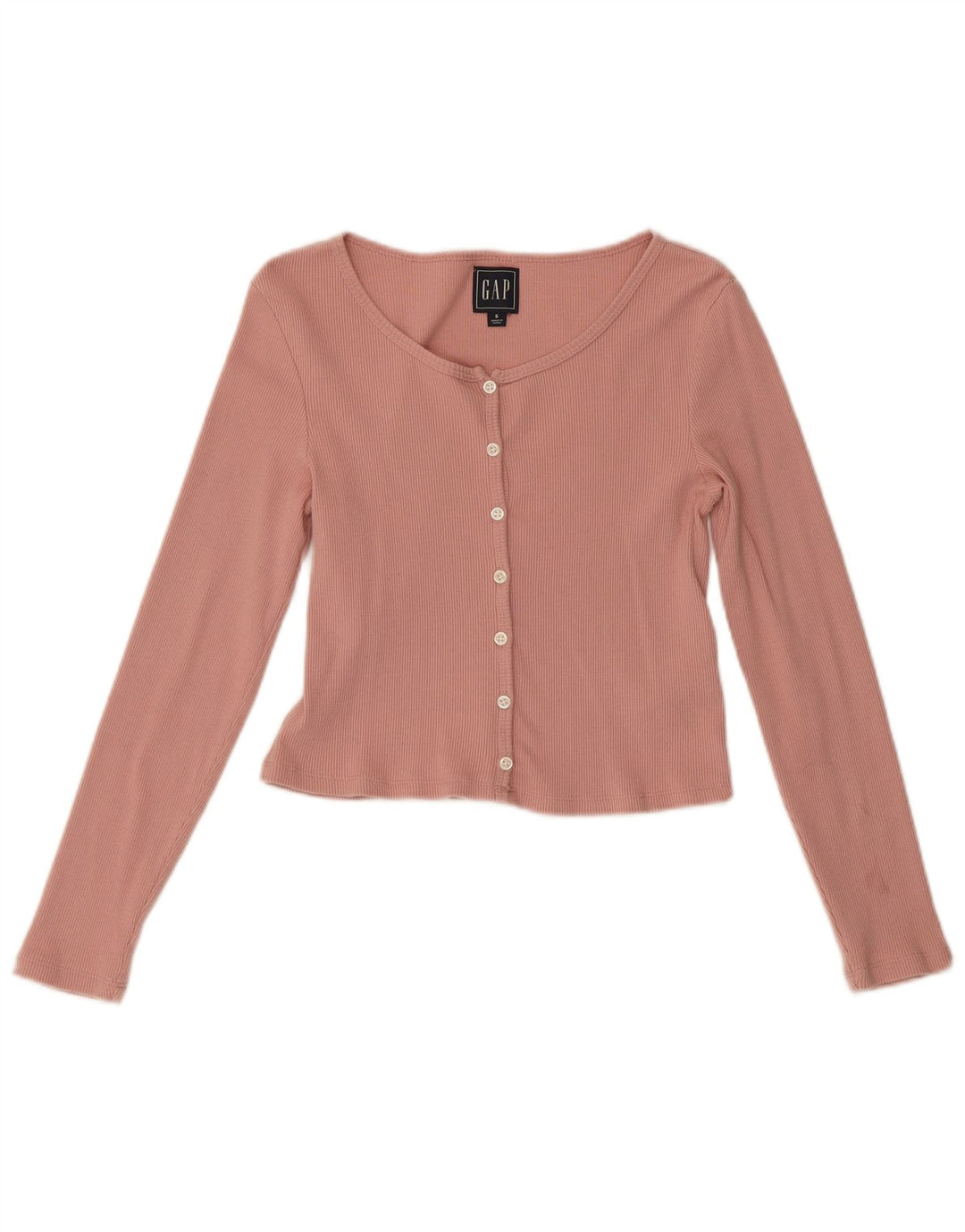 Gap Top corto da donna a maniche lunghe UK 8 piccolo cotone rosa