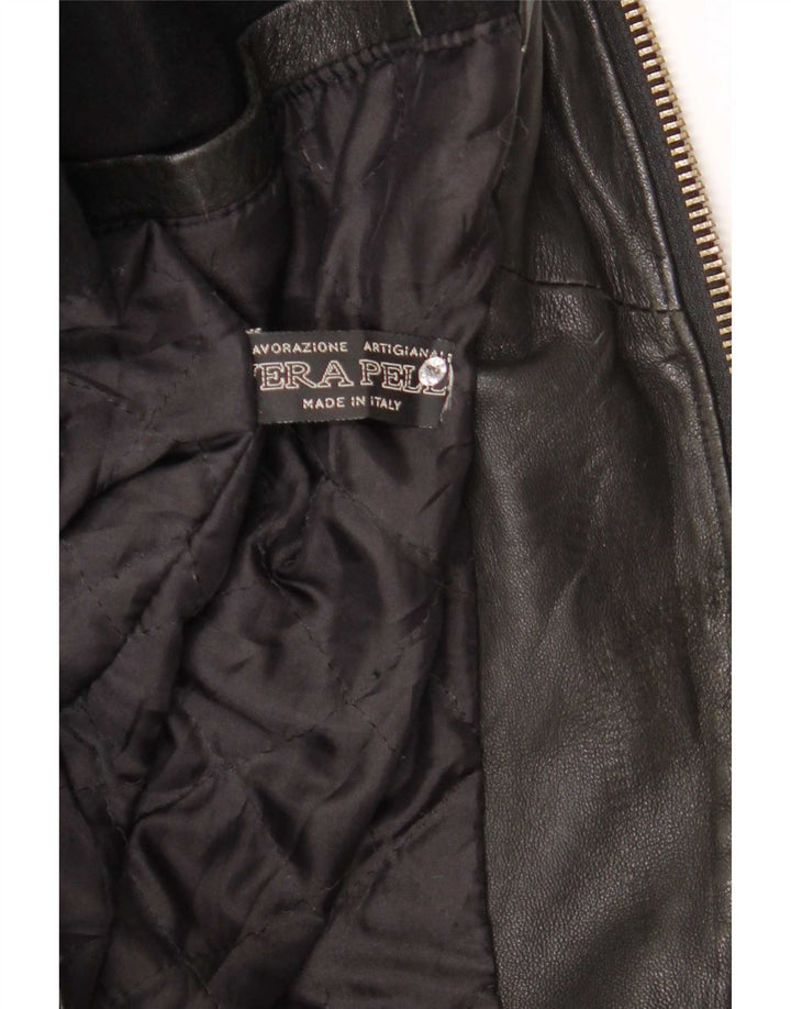 Bomber in pelle da uomo con cappuccio Aria IT 50 Large Nero