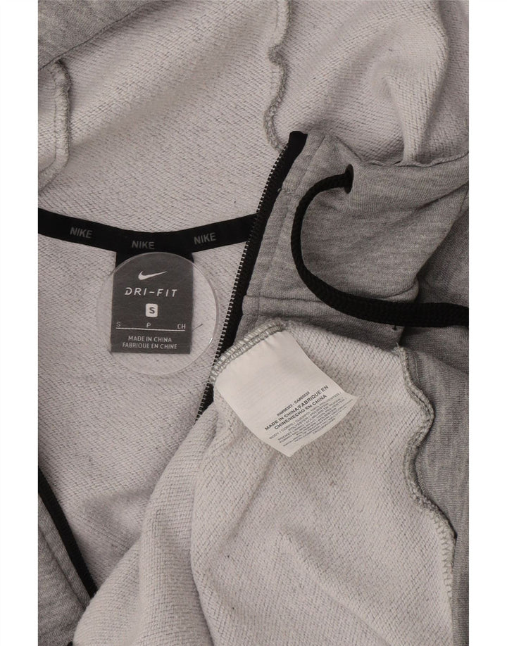 Felpa con cappuccio e zip Nike Dri Fit da uomo, piccola, in poliestere chiazzato grigio