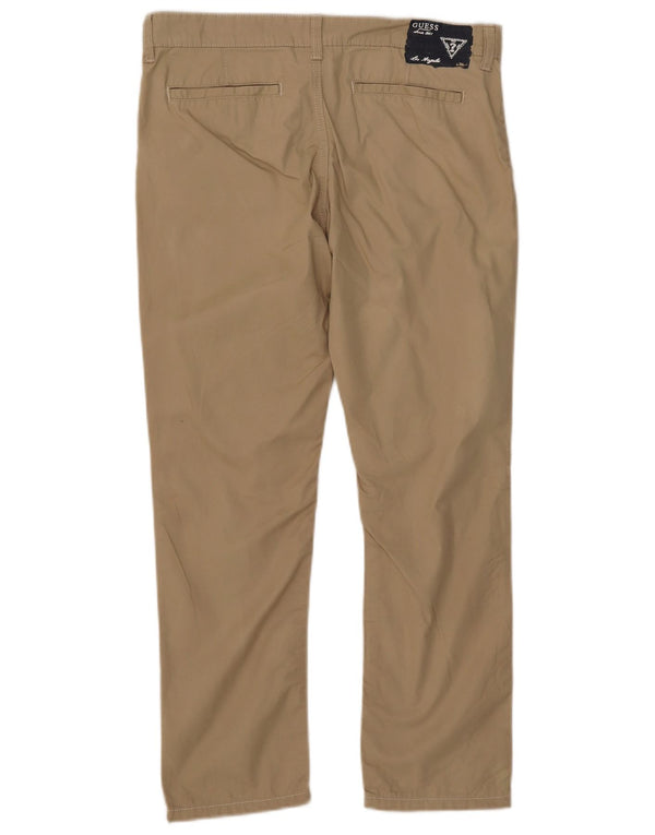 Pantaloni chino dritti da donna Guess UK 16 Large W32 L26 Cotone Beige