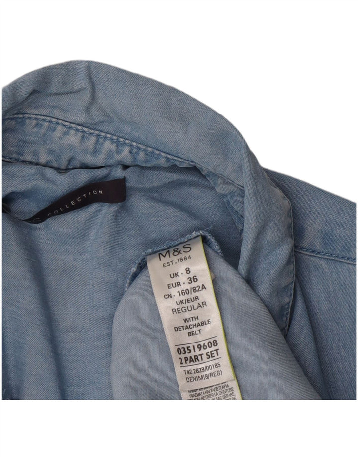 Abito camicia oversize a maniche corte da donna Marks & Spencer UK 8 piccolo blu