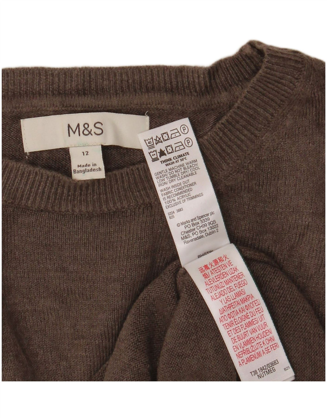 Maglione maglione con scollo a barca da donna Marks & Spencer UK 12 Acrilico grigio medio