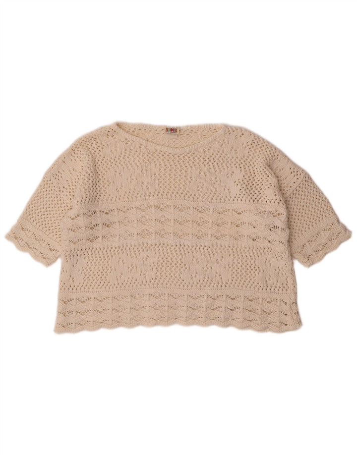 Maglione maglione con scollo a barca corto da donna Redok UK 14 medio bianco sporco