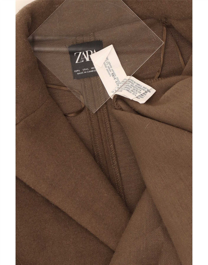 Soprabito aperto da donna Zara UK 14 grande poliestere marrone