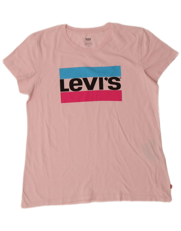 T-shirt grafica da donna Levi's Top UK 16 Large Rosa