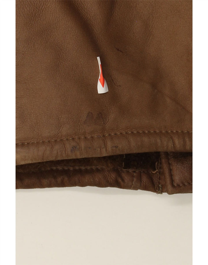 Cappotto vintage in shearling da uomo UK 38 Marrone medio