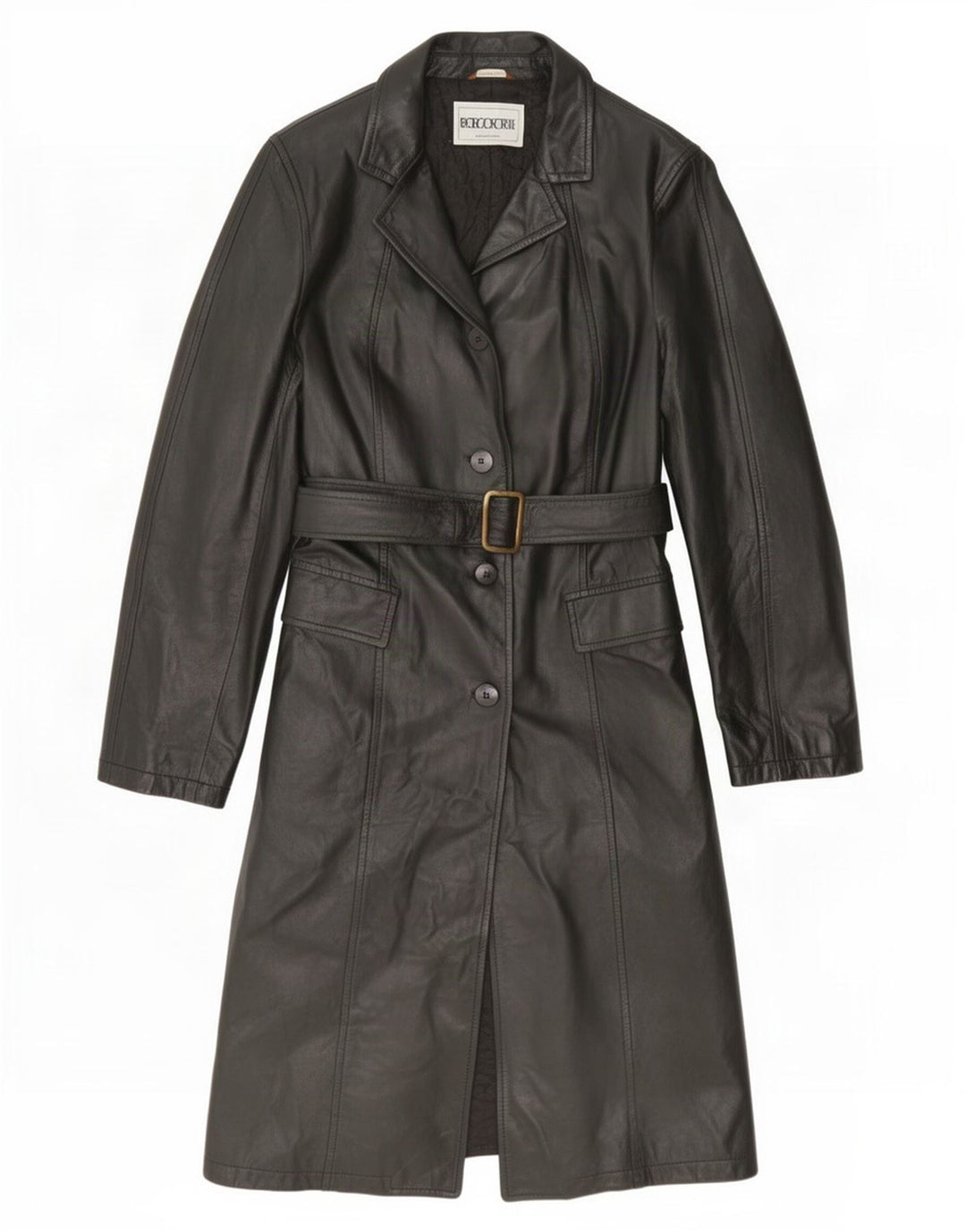 Cappotto in pelle vintage da donna UK 10 piccolo nero