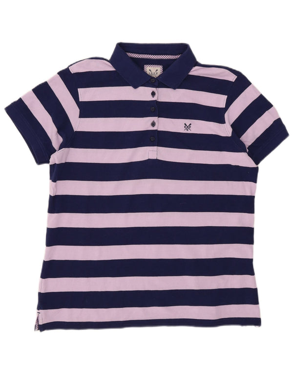 Crew Clothing Polo da donna UK 16 Large in cotone a righe blu navy