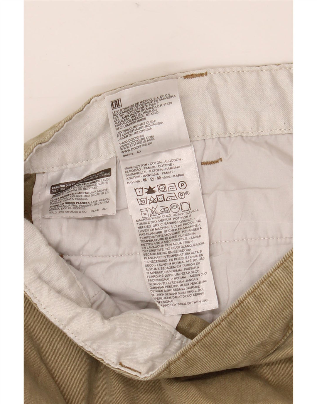 DOCKERS Pantaloncini chino da uomo W40 XL in cotone beige