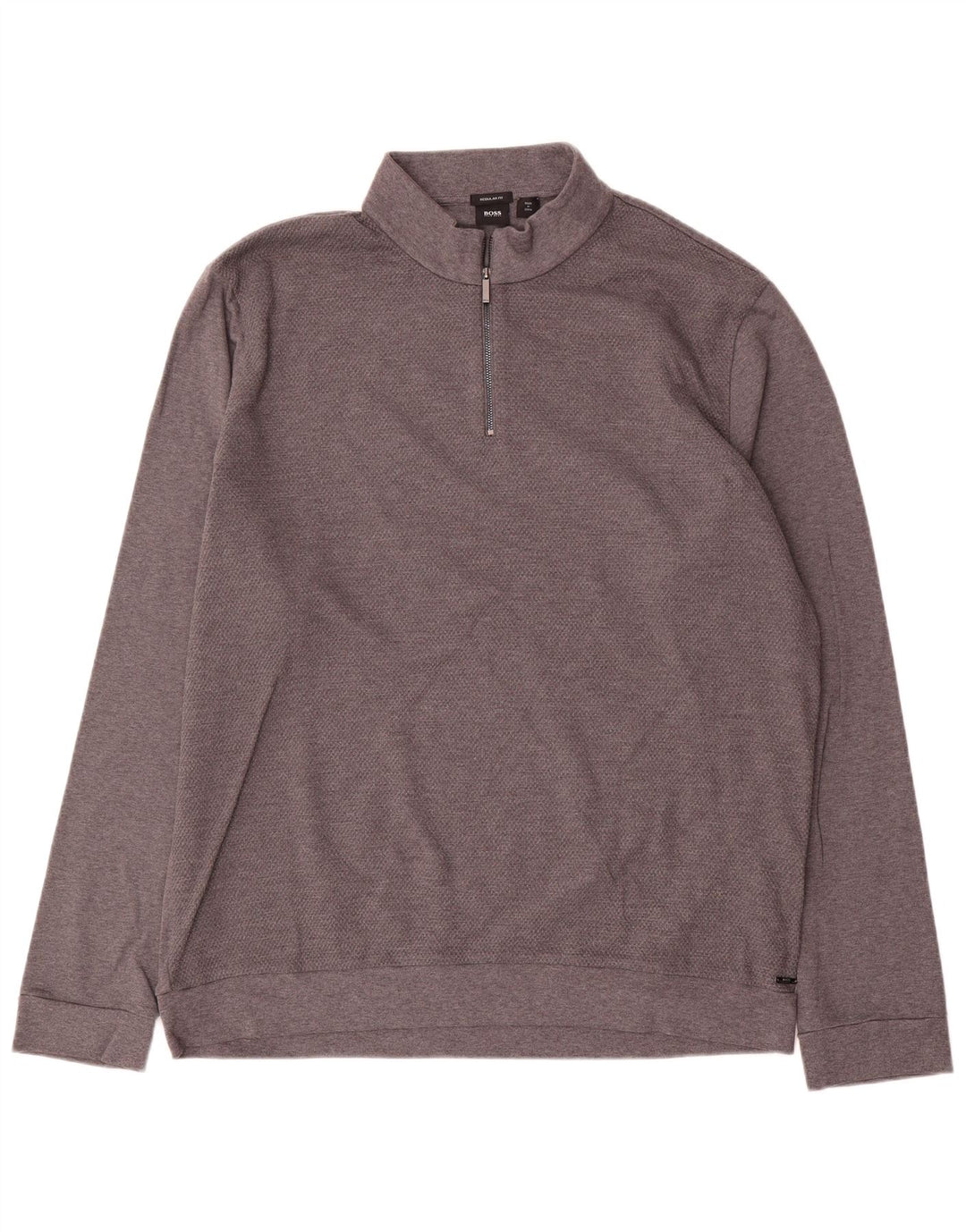 Felpa Hugo Boss da uomo con vestibilità regolare, collo con zip, 2XL, cotone grigio
