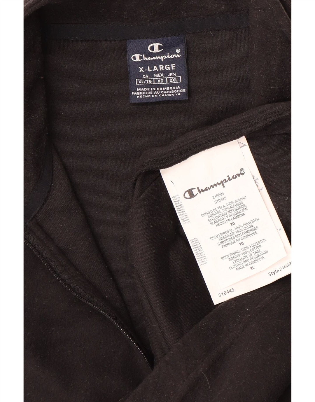 Maglione in pile da uomo con collo e zip CHAMPION XL poliestere nero