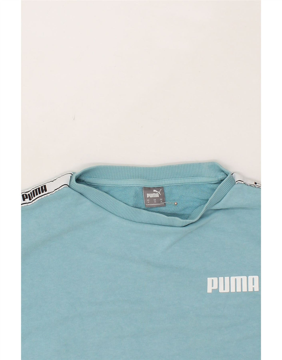 PUMA Womens Graphic Sweatshirt Jumper UK 14 Medium Blue Vintage Puma and Second-Hand Puma from Messina Hembry 
