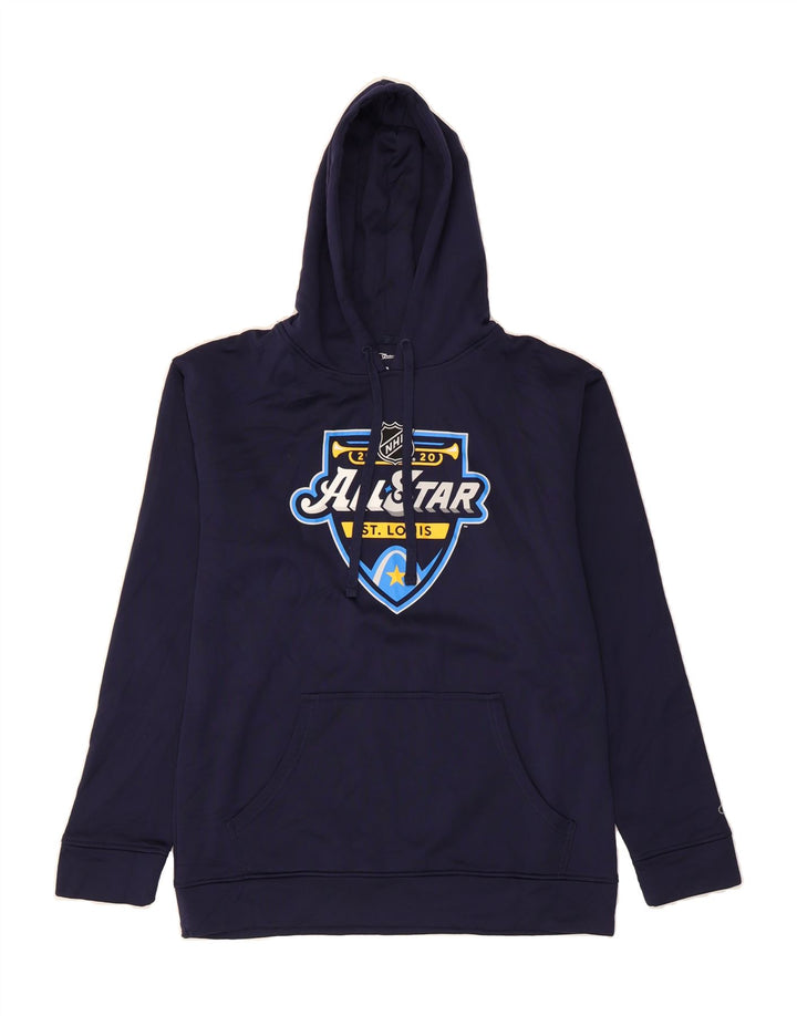 CHAMPION Mens NHL Graphic Hoodie Jumper Medium Navy Blue Polyester Vintage Champion and Second-Hand Champion from Messina Hembry 