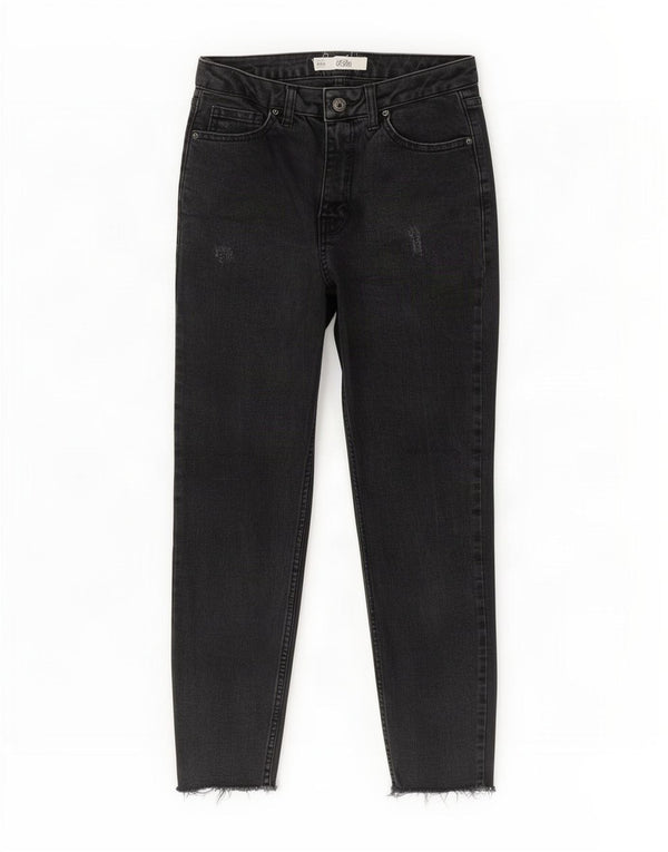 Topshop Womens Orson Distressed High Waist Straight Jeans W28 L25 Grey