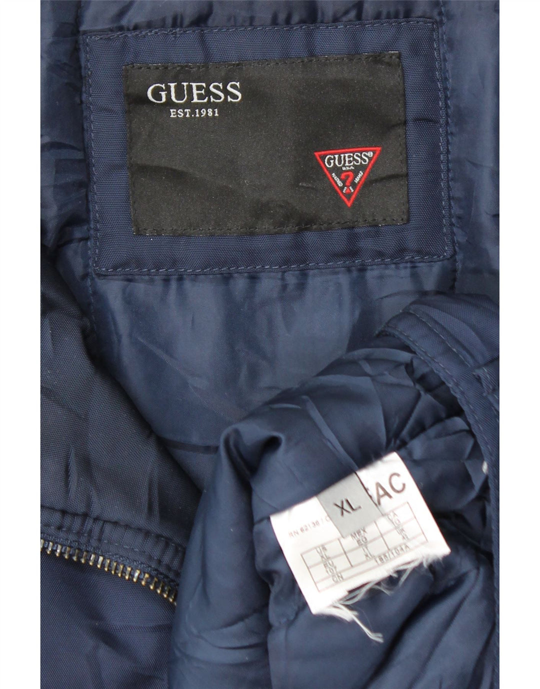 GUESS Mens Military Jacket UK 42 XL Navy Blue