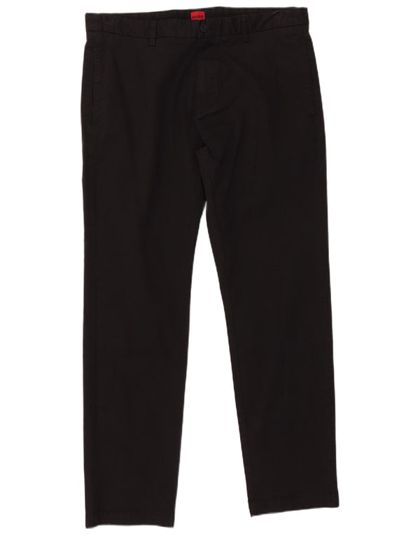 HUGO BOSS Mens Straight Chino Trousers W38 L31 Black