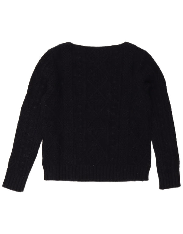 JACK WILLS Maglione oversize da donna con scollo a barca UK 10 Piccolo Blu navy