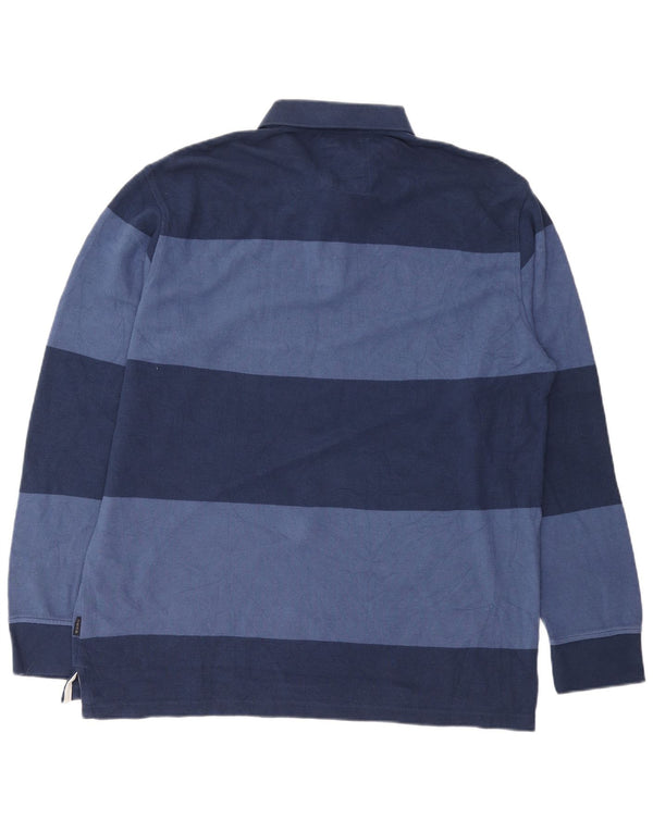 Polo da rugby da uomo a maniche lunghe Izod XL in cotone a righe blu navy