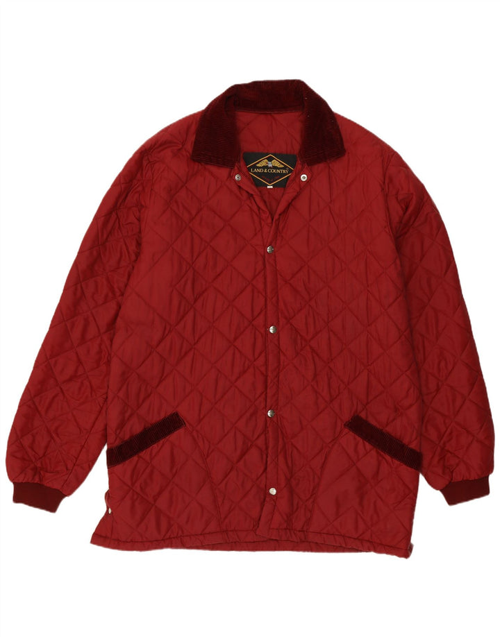 Giacca trapuntata da uomo vintage UK 40 grande bordeaux in poliammide