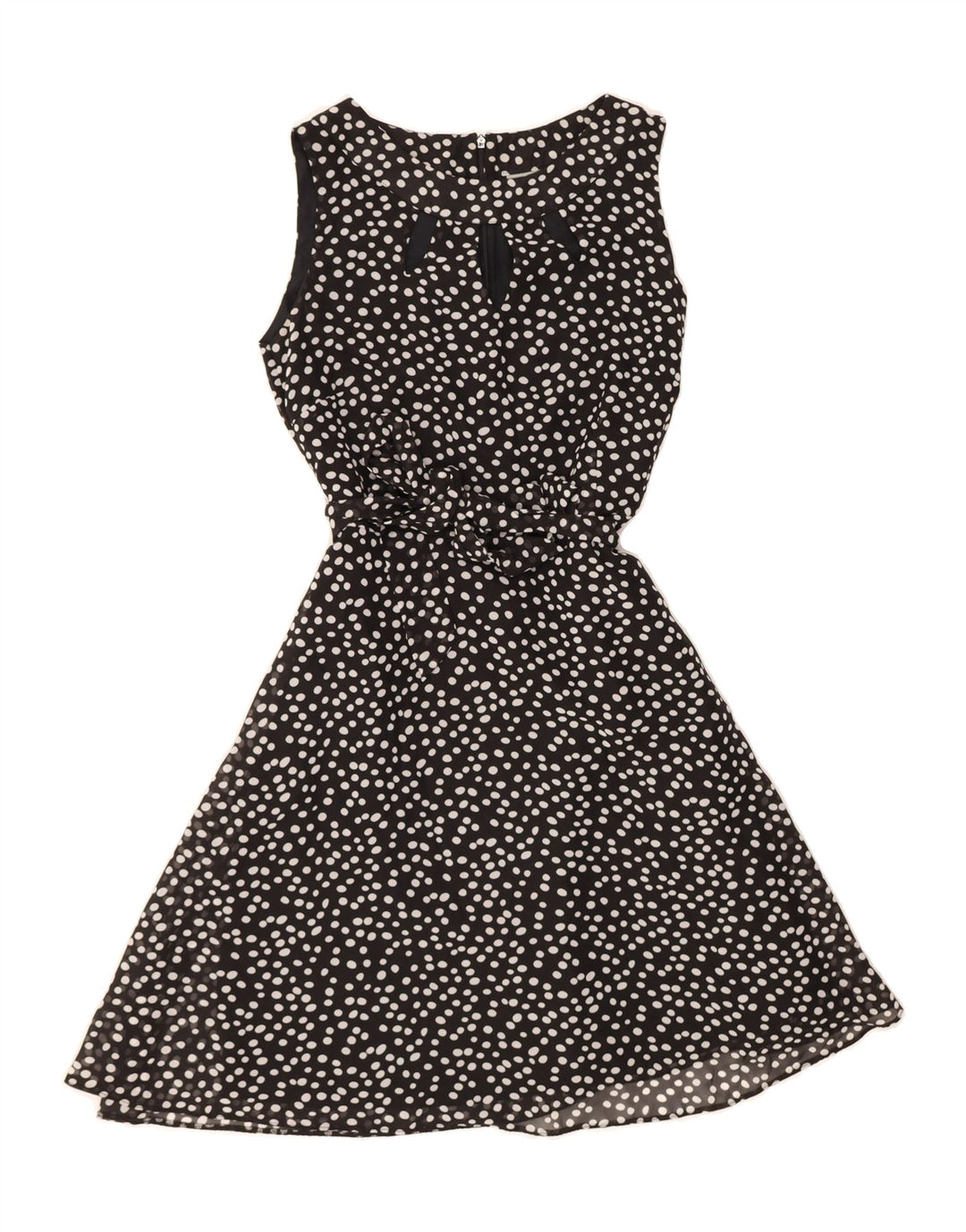 WALLIS Womens Sleeveless A-Line Dress UK 14 Medium  Black Spotted Vintage Wallis and Second-Hand Wallis from Messina Hembry 