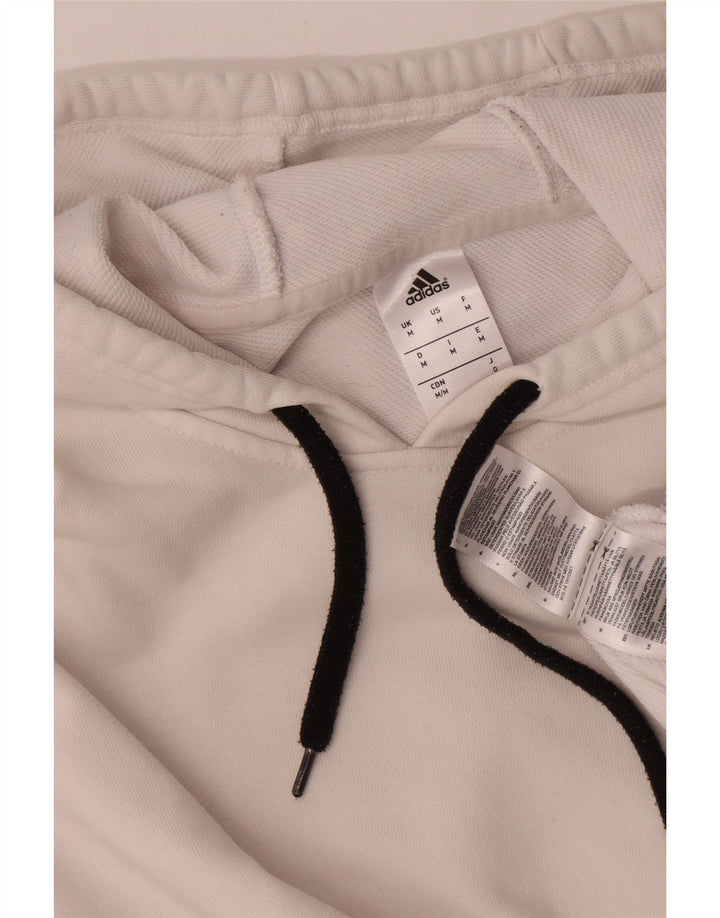 Felpa con cappuccio grafica da uomo Adidas Brooklyn Nets, cotone bianco medio