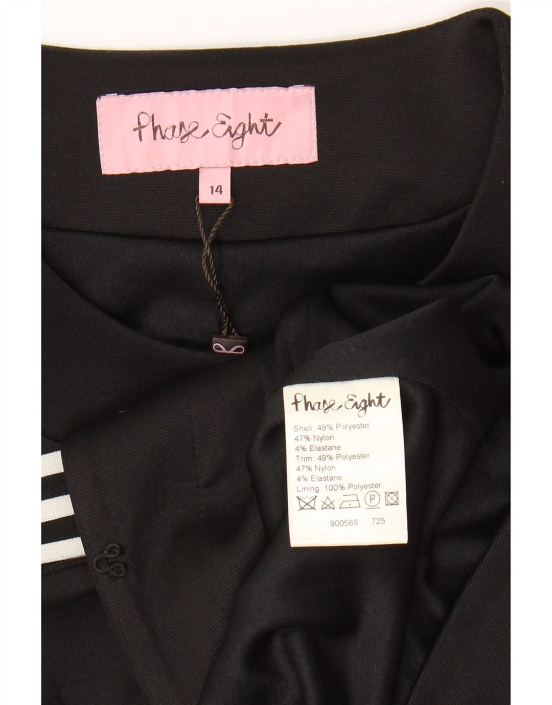 PHASE EIGHT Womens 3/4 Sleeve Bolero Jacket UK 14 Medium Black Striped