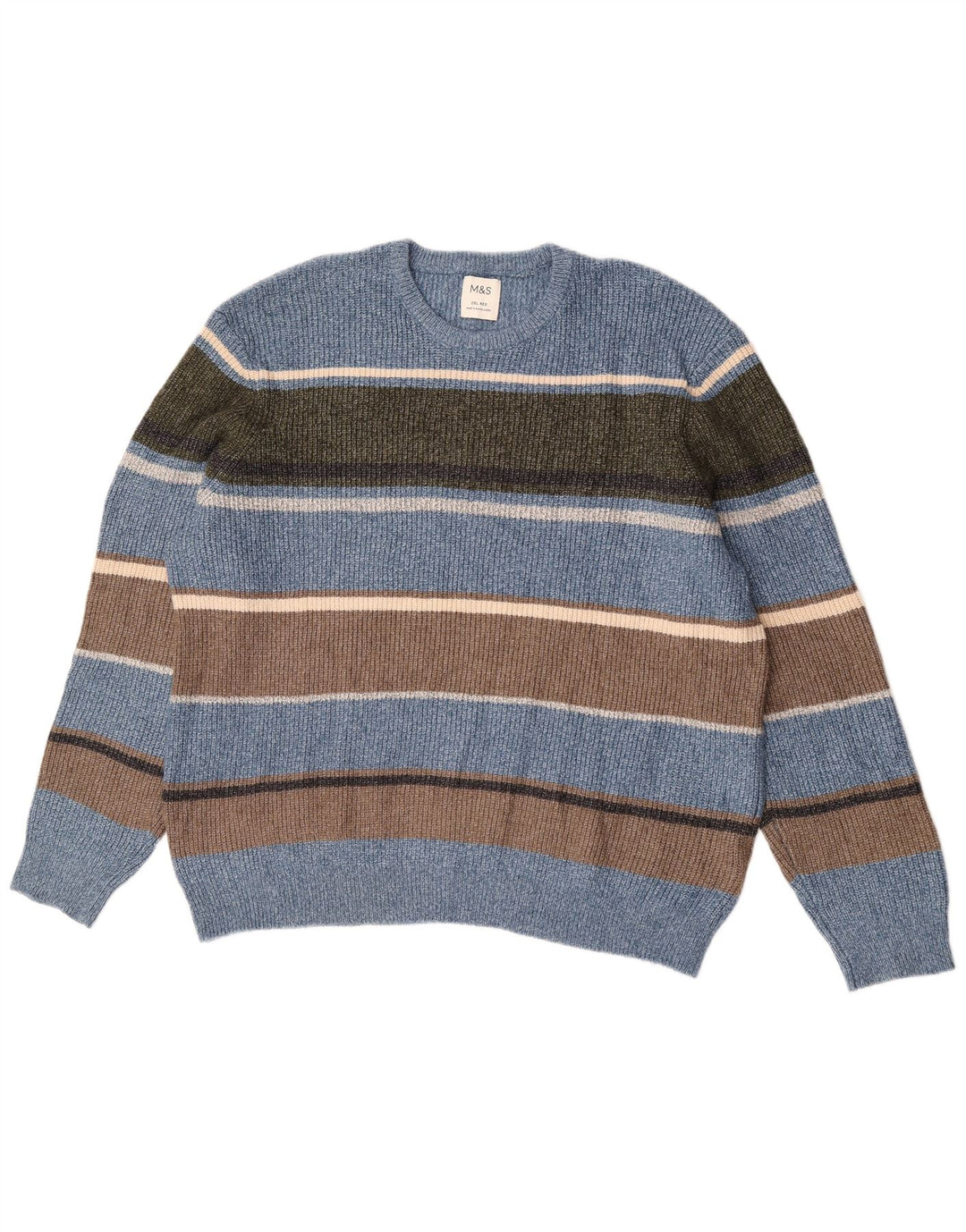 Maglione maglione girocollo da uomo Marks & Spencer 2XL poliammide a righe blu