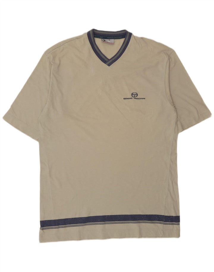 T-shirt da uomo Sergio Tacchini Top Large in cotone color block beige