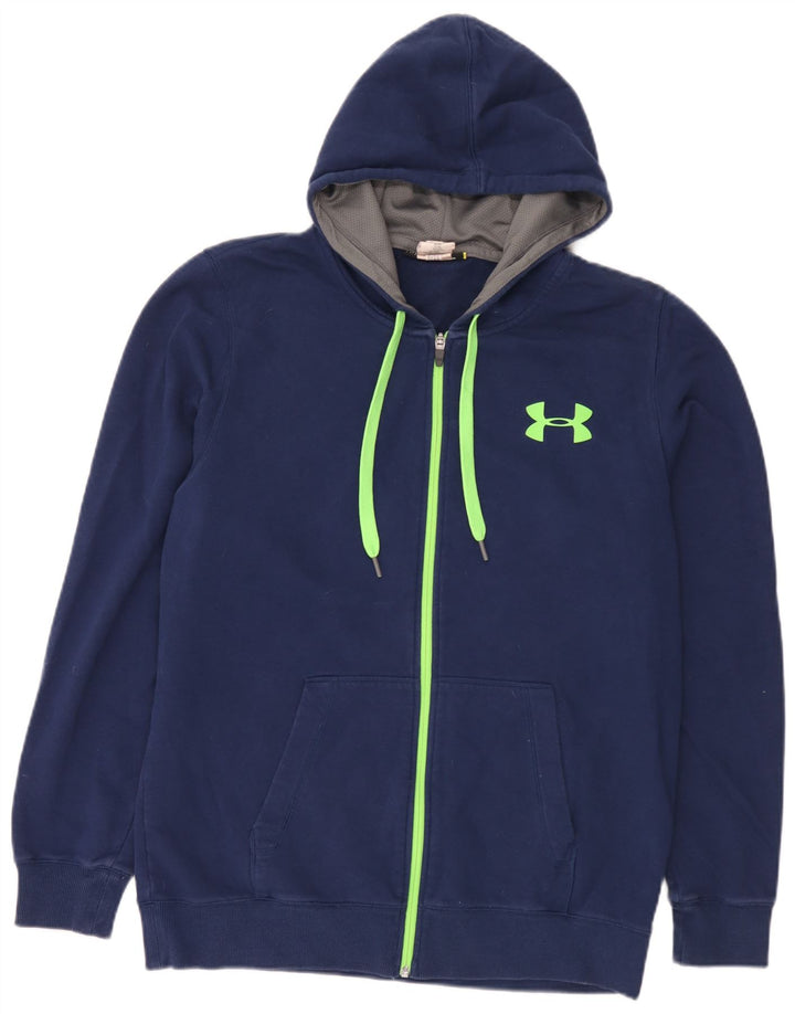 Felpa con cappuccio e zip da uomo Under Armour grande in cotone blu