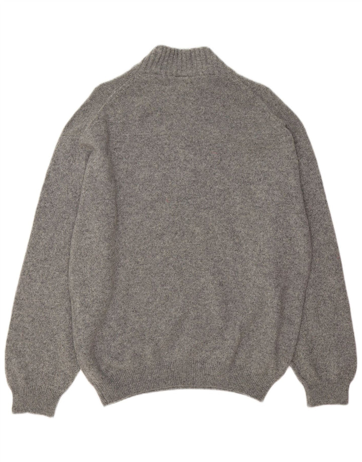 Maglione da uomo con zip e collo Lacoste taglia 6 XL in lana vergine screziata grigia