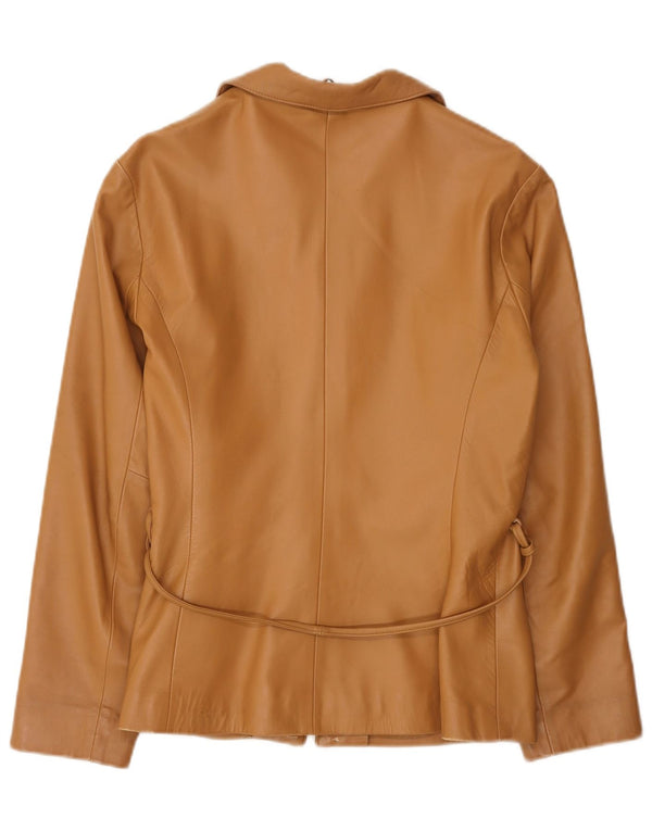 Giacca in pelle vintage da donna IT 46 grande marrone