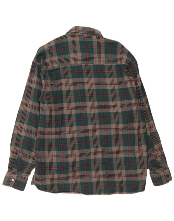 Camicia vintage da uomo in flanella di cotone a quadri verdi grandi