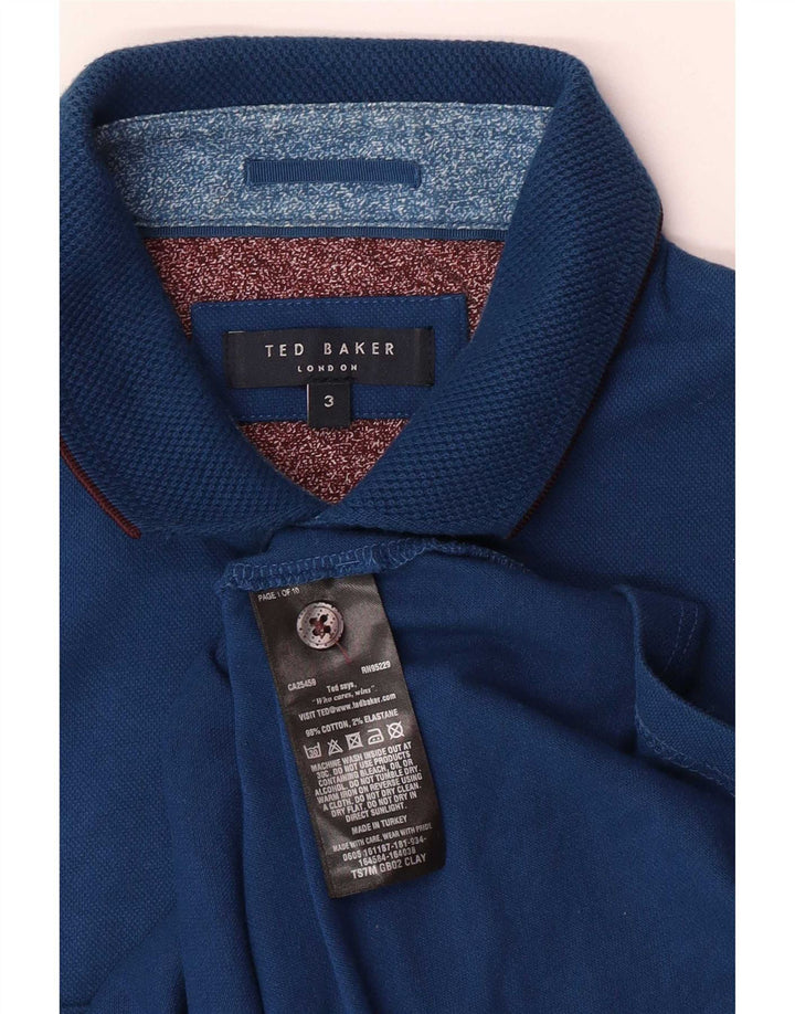Polo da uomo Ted Baker taglia 3 in cotone blu medio