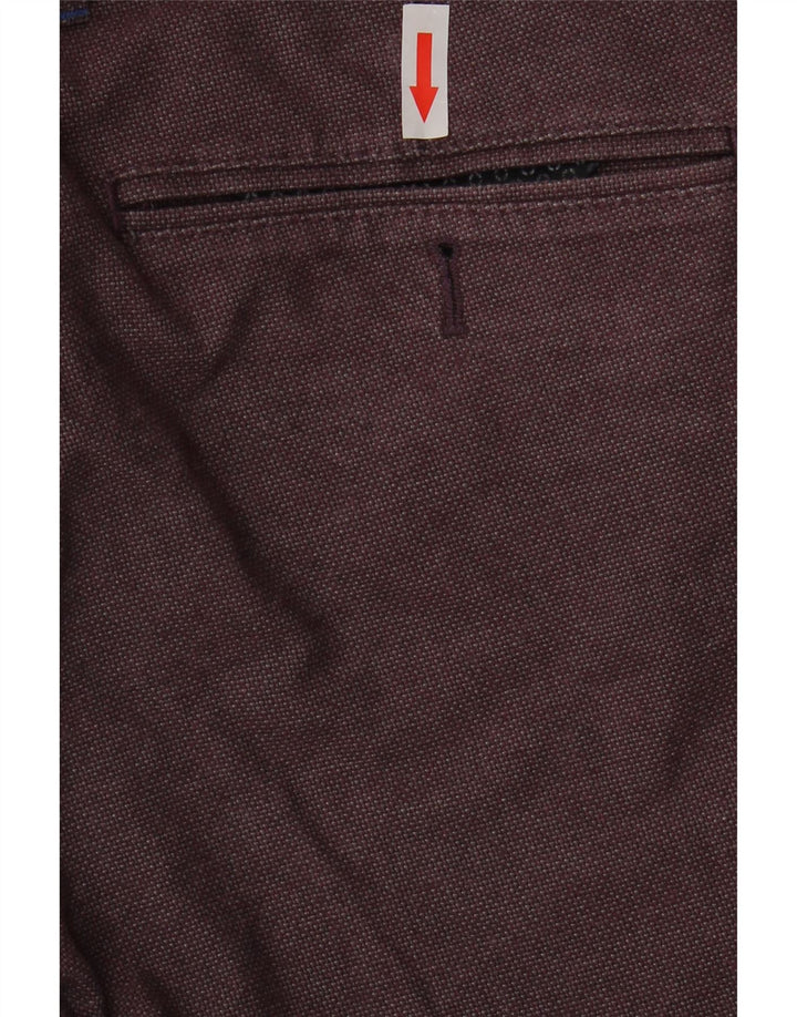 Pantaloni da abito slim da uomo Ted Baker W32 L32 Maroon Cotton