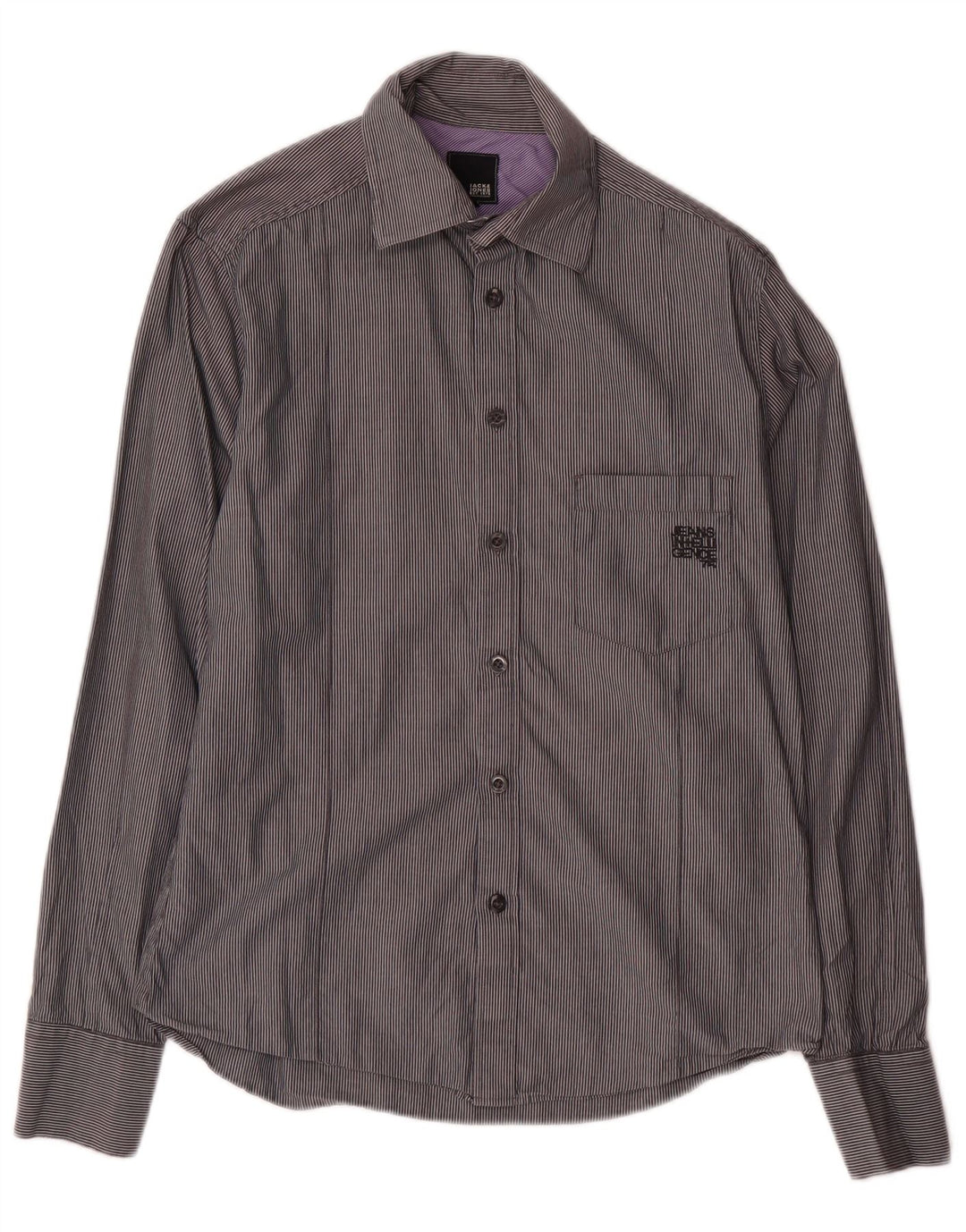 JACK & JONES Camicia da uomo piccola in cotone gessato grigio