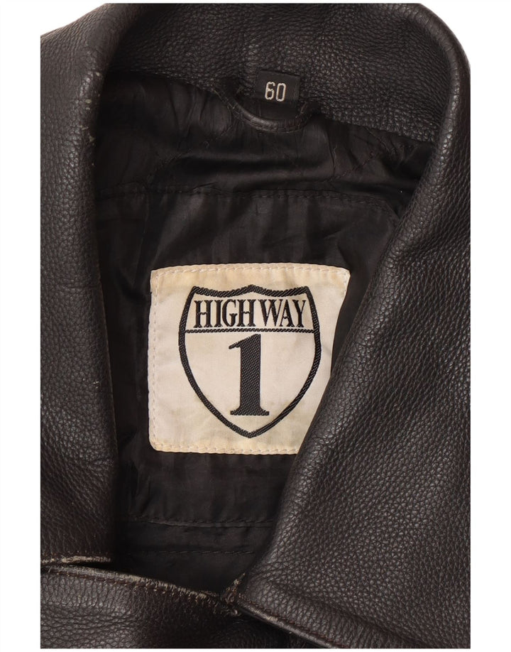 Giacca da motociclista in pelle da uomo Highway 1 taglia 60 4XL in pelle nera