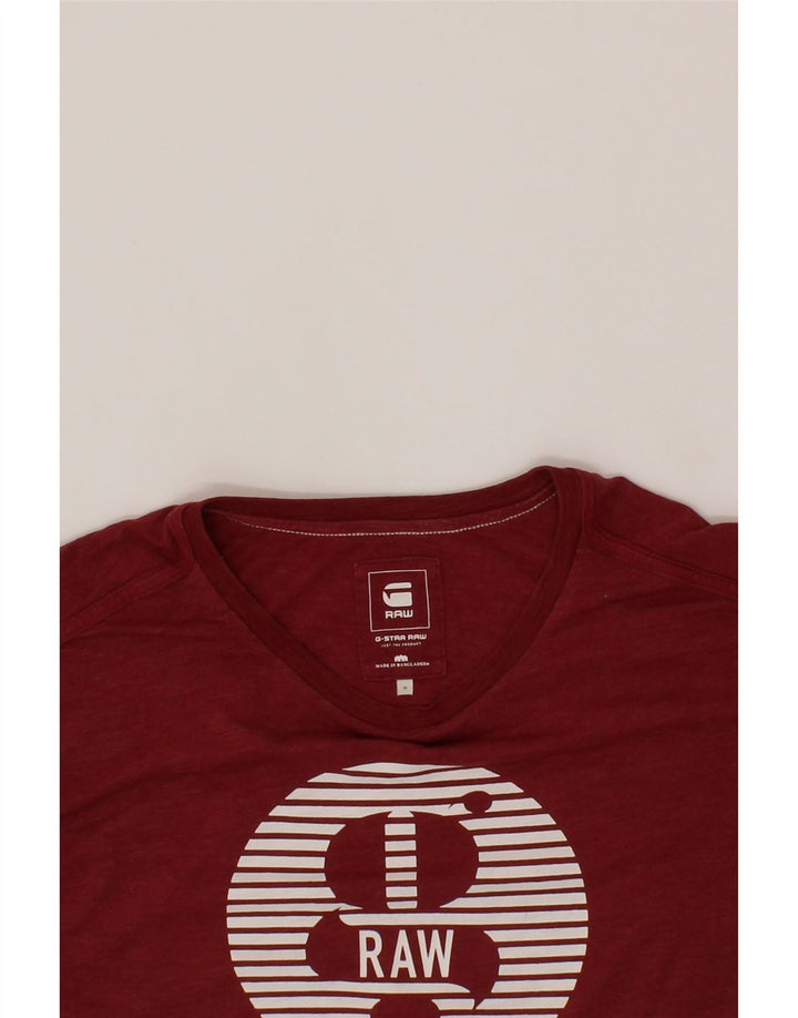 G-STAR Womens Graphic T-Shirt Top UK 14 Medium Maroon Cotton Vintage G-Star and Second-Hand G-Star from Messina Hembry 