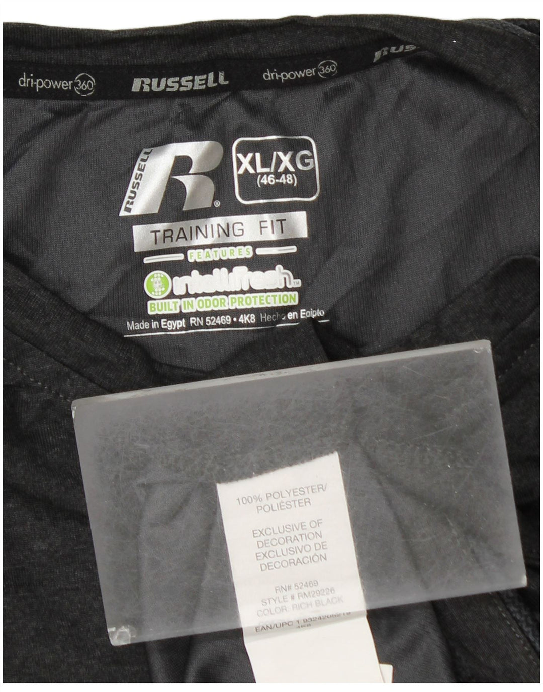 RUSSELL ATHLETIC Canottiera Dri-Power da uomo UK 46/48 XL Poliestere grigio