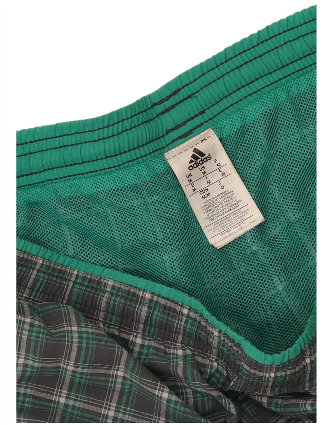 Pantaloncini da bagno da uomo Adidas in poliestere a quadri verde medio