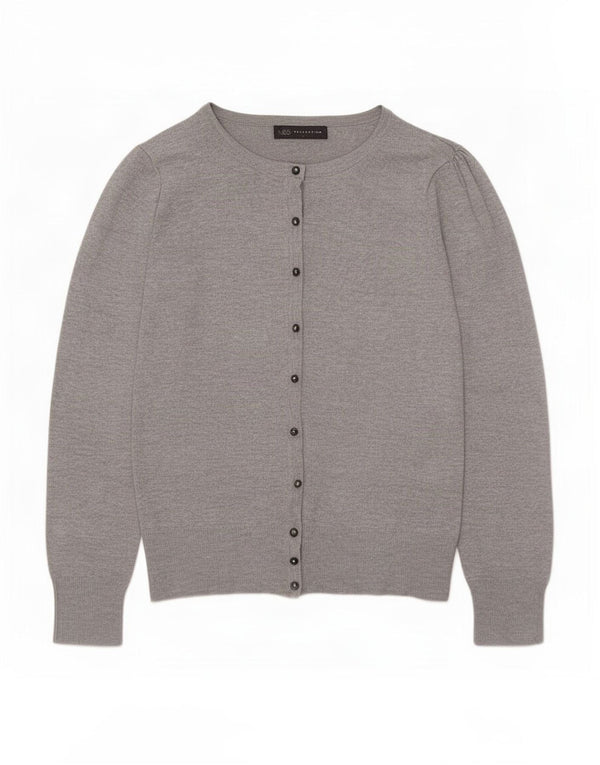 Maglione cardigan da donna Marks & Spencer UK 10 piccolo viscosa grigia