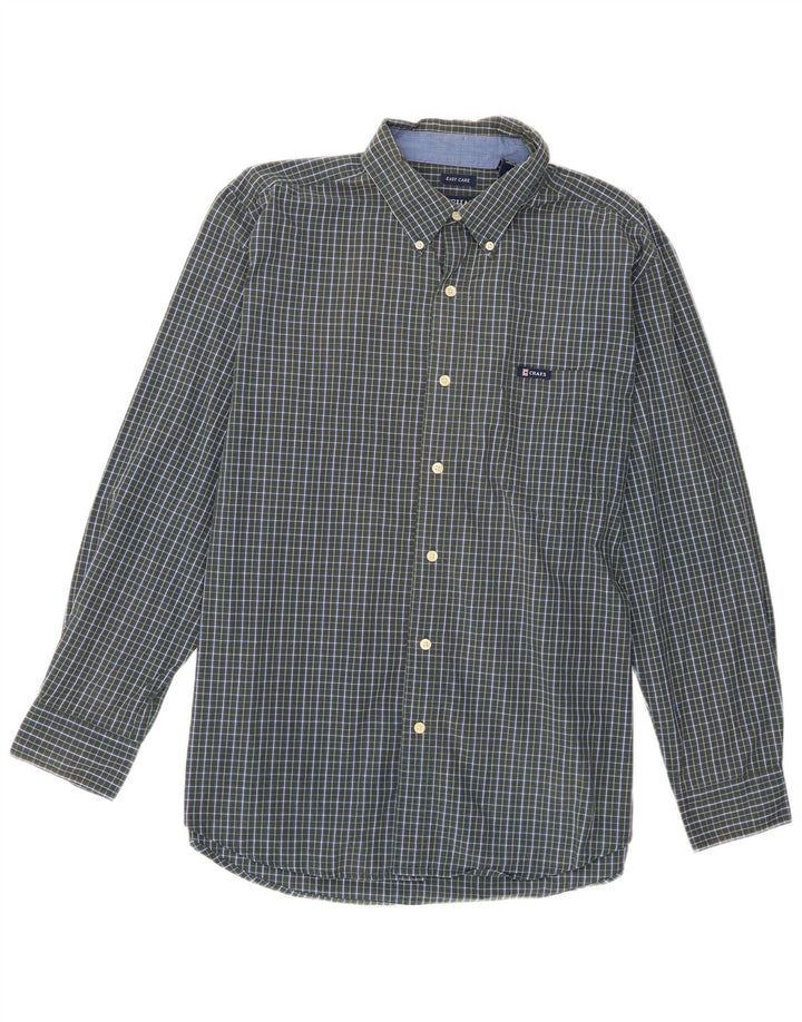 Chaps Camicia da uomo Easy Care, cotone a quadri verdi grandi