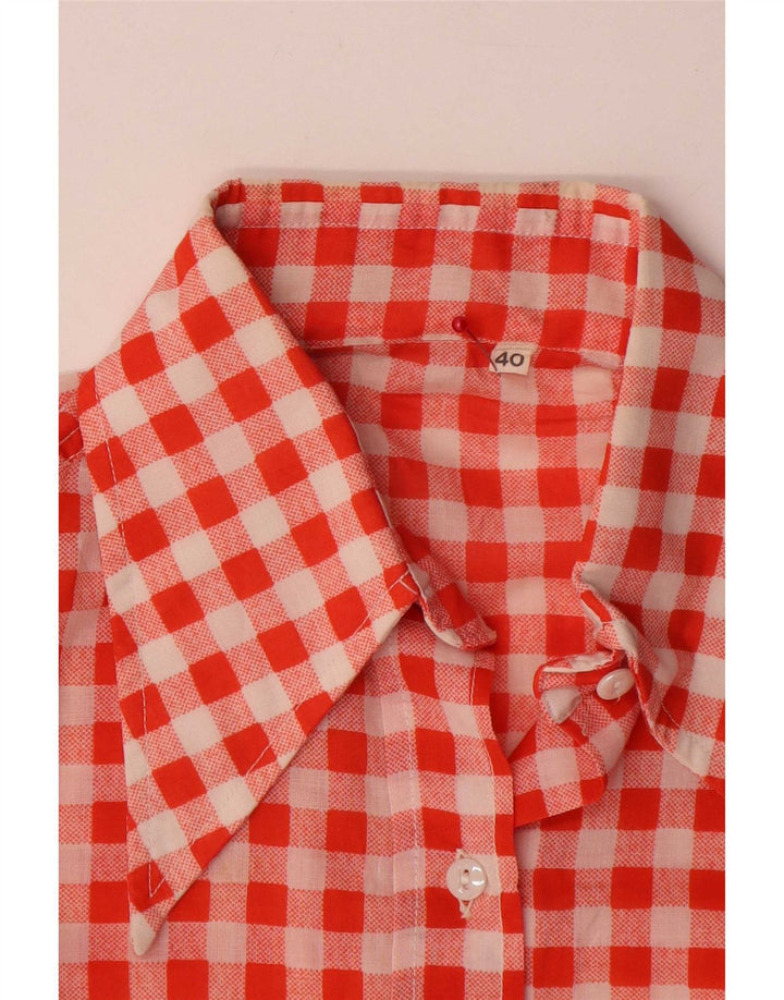 Camicia vintage da donna a maniche corte EU 40 a quadretti rossi medi