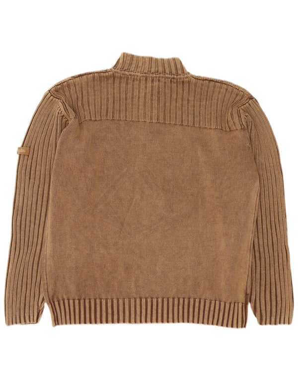 Maglione Wrangler da uomo con zip e collo XL in cotone marrone